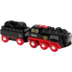 BRIO Batterie-Dampflok Mit Wassertank, Spielfahrzeug (schwarz/rot)
