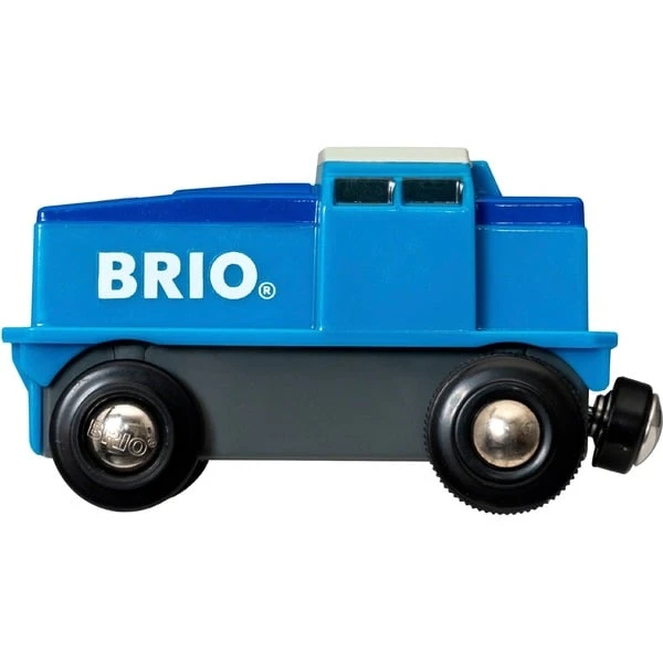 BRIO World Blaue Frachtlok Mit Batterie, Spielfahrzeug (blau/weiß) 4 BRIO World Blaue Frachtlok Mit Batterie, Spielfahrzeug (blau/weiß) – Bild 2