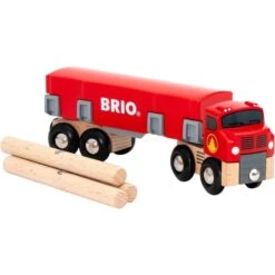 BRIO World Holztransporter Mit Magnetladung, Spielfahrzeug (rot)