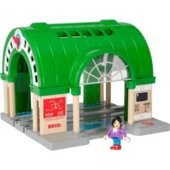 BRIO World Neuer Hauptbahnhof Mit Ticketautomat, Spielgebäude (grün/grau)