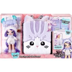MGA Entertainment Na! Na! Na! Surprise 3-in-1 Backpack Bedroom Serie 3 Playset - Lavender Kitten, Spielfigur
