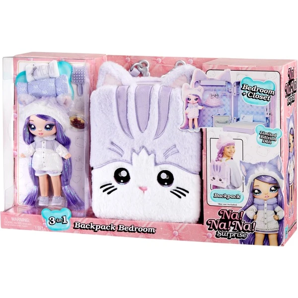 MGA Entertainment Na! Na! Na! Surprise 3-in-1 Backpack Bedroom Serie 3 Playset - Lavender Kitten, Spielfigur 4 MGA Entertainment Na! Na! Na! Surprise 3-in-1 Backpack Bedroom Serie 3 Playset - Lavender Kitten, Spielfigur – Bild 2