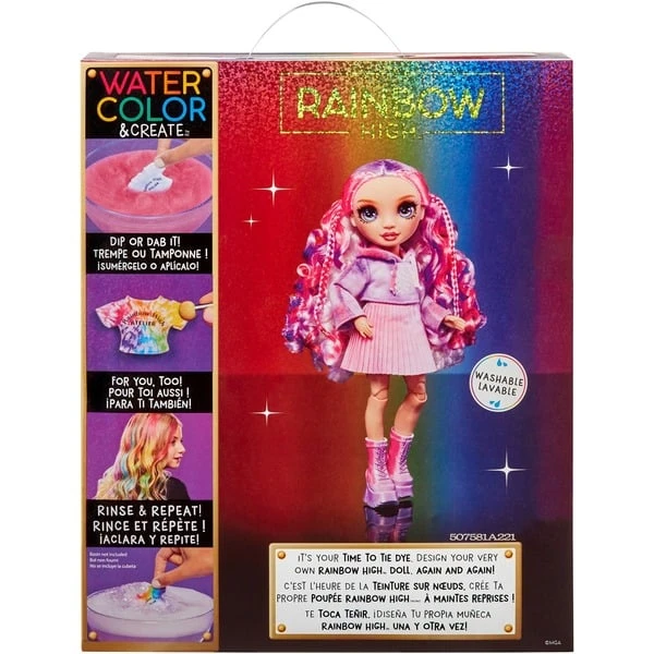 MGA Entertainment Rainbow High Watercolor & Create DIY Modepuppe - Violette Augen – Bild 10