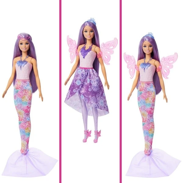 Mattel Barbie 3-in-1 Fantasy Puppe (mit Schwanzflosse, Feenflügeln Und Ketten) 5 Mattel Barbie 3-in-1 Fantasy Puppe (mit Schwanzflosse, Feenflügeln Und Ketten) – Bild 3