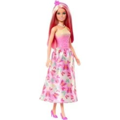 Mattel Barbie Royal-Puppe Mit Haaren In Pink Und Blond (pink, Rock Mit Schmetterlingsmuster Und Zubehör)