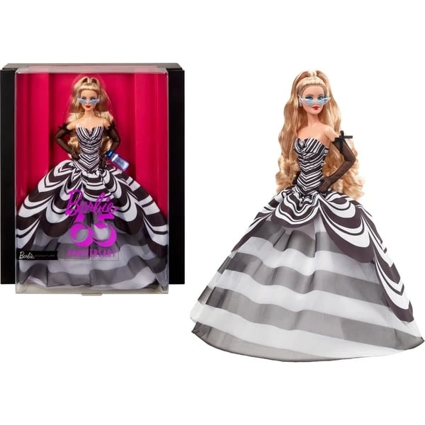 Mattel Barbie Signature Sammelpuppe Zum 65. Jubiläum (mit Blonden Haaren Und Schwarz-weißer Robe) 3 Mattel Barbie Signature Sammelpuppe Zum 65. Jubiläum (mit Blonden Haaren Und Schwarz-weißer Robe)
