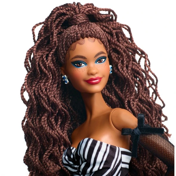 Mattel Barbie Signature Sammelpuppe Zum 65. Jubiläum (mit Braunen Haaren Und Schwarz-weißer Robe) 7 Mattel Barbie Signature Sammelpuppe Zum 65. Jubiläum (mit Braunen Haaren Und Schwarz-weißer Robe) – Bild 5