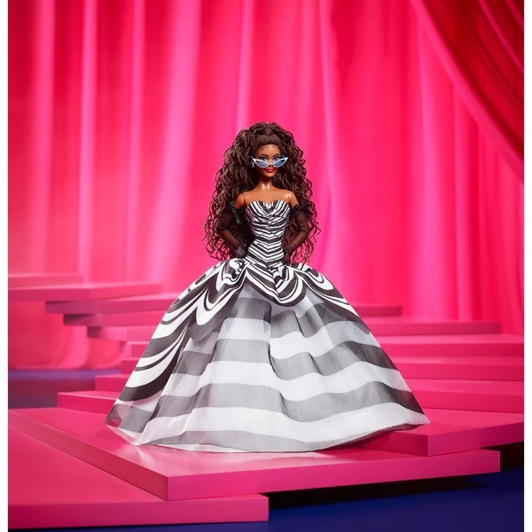 Mattel Barbie Signature Sammelpuppe Zum 65. Jubiläum (mit Braunen Haaren Und Schwarz-weißer Robe) 9 Mattel Barbie Signature Sammelpuppe Zum 65. Jubiläum (mit Braunen Haaren Und Schwarz-weißer Robe) – Bild 7