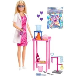 Mattel Barbie Wissenschaftlerin-Puppe Und Zubehör (mit Blonder Modepuppe, Labortisch Und Farbwechsel-Zubehör)