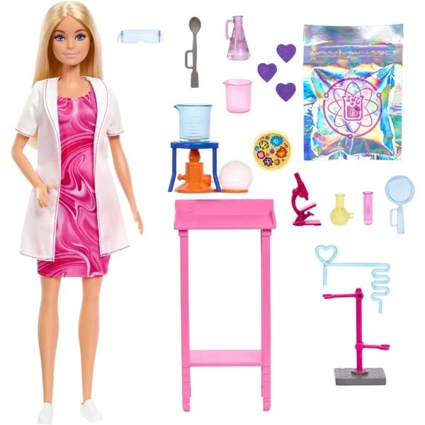 Mattel Barbie Wissenschaftlerin-Puppe Und Zubehör (mit Blonder Modepuppe, Labortisch Und Farbwechsel-Zubehör) 4 Mattel Barbie Wissenschaftlerin-Puppe Und Zubehör (mit Blonder Modepuppe, Labortisch Und Farbwechsel-Zubehör) – Bild 2