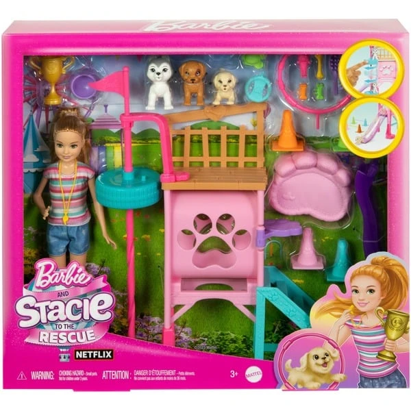 Mattel Barbie And Stacie To The Rescue Hündchenspielplatz-Spielset , Puppe (mit Puppe, 3 Hündchenfiguren Und Zubehör) – Bild 6