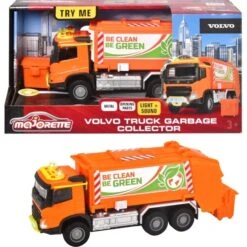 Majorette Simba Volvo Müllauto Mit Müllbehälter, Spielfahrzeug (orange, Mit Licht Und Sound)