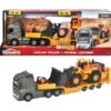 Majorette Simba Volvo Truck FH-16 Mit Auflieger Und Radlader, Spielfahrzeug (orange/grau, Mit Licht Und Sound)