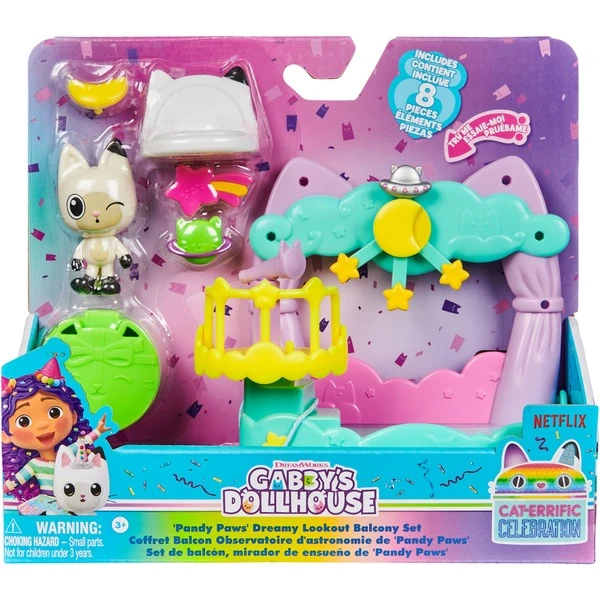 Spin Master Gabby's Dollhouse - Balkon-Spielset Pandy Paws Sternenhimmel, Spielfigur