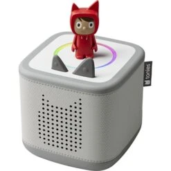 Tonies Toniebox 2 Mondgrau Starter Set Kreativ-Tonie Rot, Lautsprecher